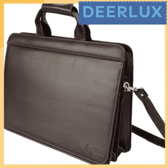 DEERLUX Men's Brown Faux Leather Briefcase